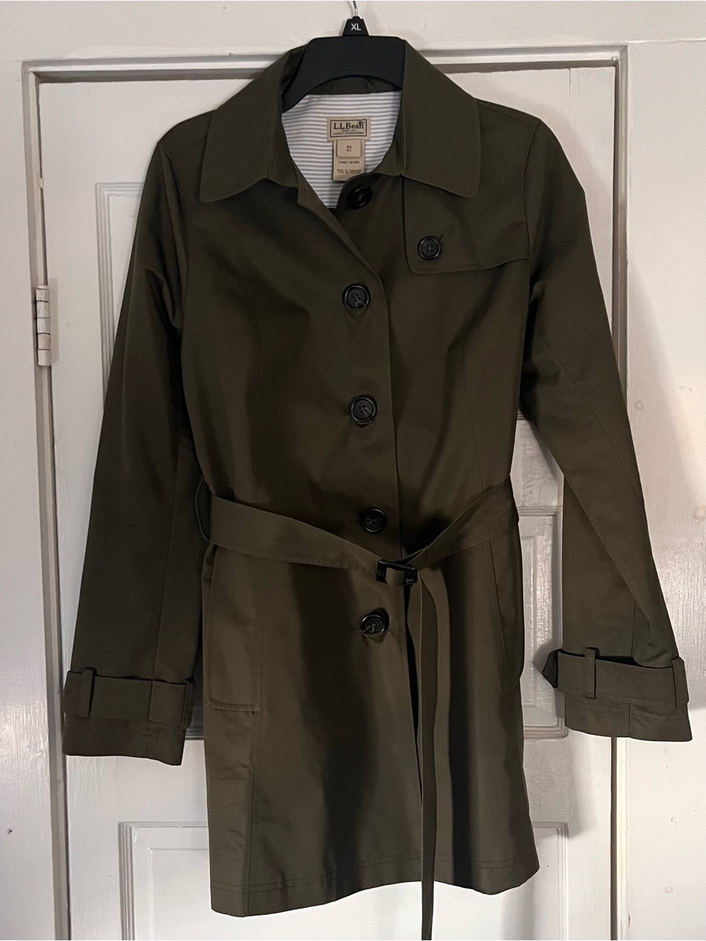 L.L. Bean Olive Green Women's Belted Trench Coat